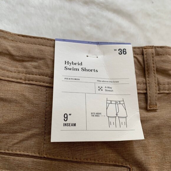 NEW Goodfellow W36 knaki hybrid swim shorts 9" inseam 4-way stretch - Picture 6 of 10